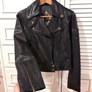 WOMEN’S GUESS VINTAGE 100% LEATHER MOTORCYCLE JACKET SIZE S